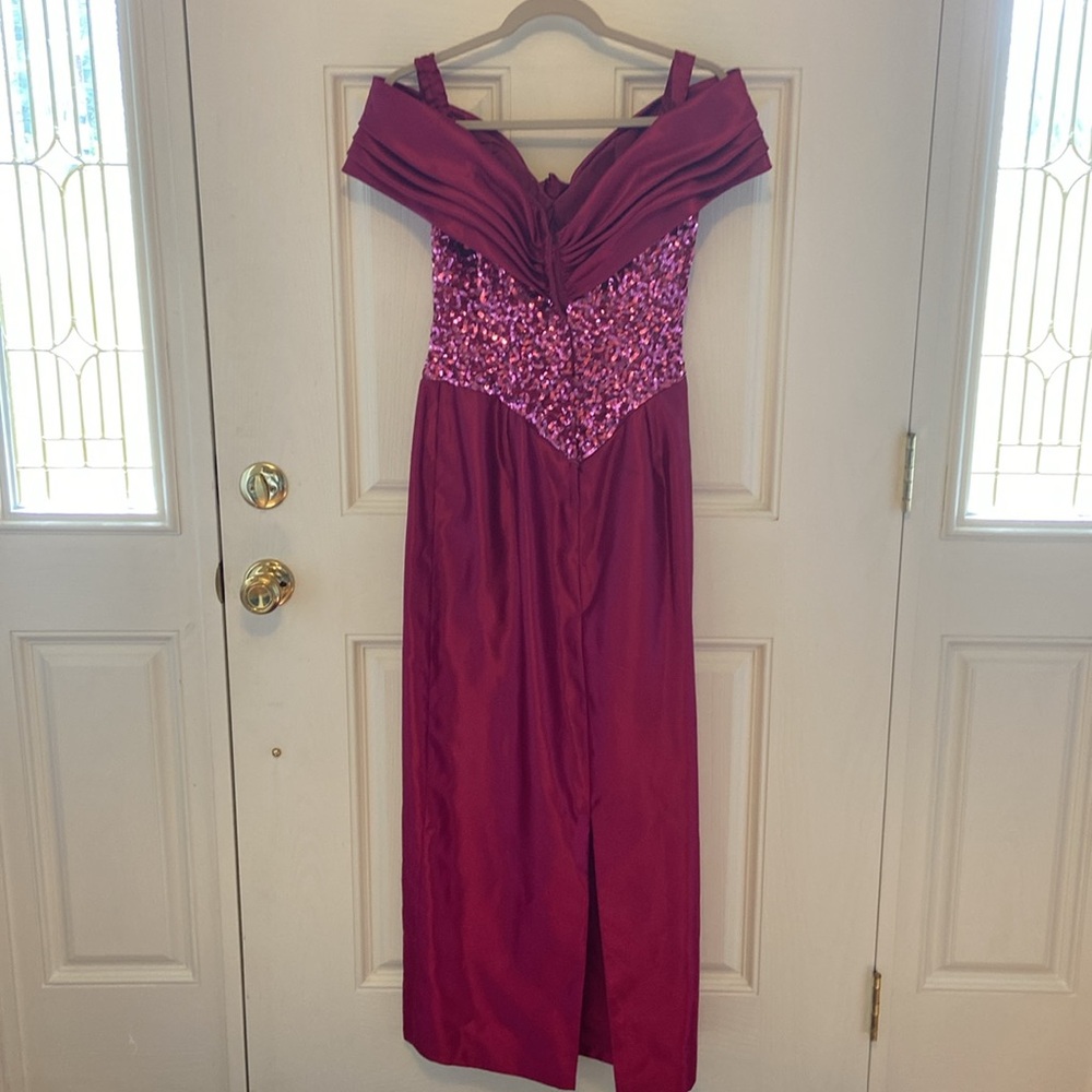 Vintage | Mike Benet Womens Maxi Dress | Sz 8 Pink Magenta | Sequin - Picture 4 of 6
